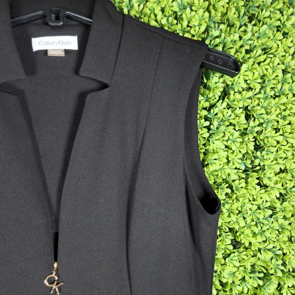 Calvin Klein Womens Black Sleeveless Notched V-Neck Fit & Flare Dress Size 4 - Picture 7 of 9